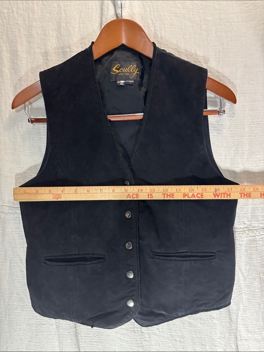 Scully Black Suede Button Front Vest Genuine Leather - Picture 7 of 8